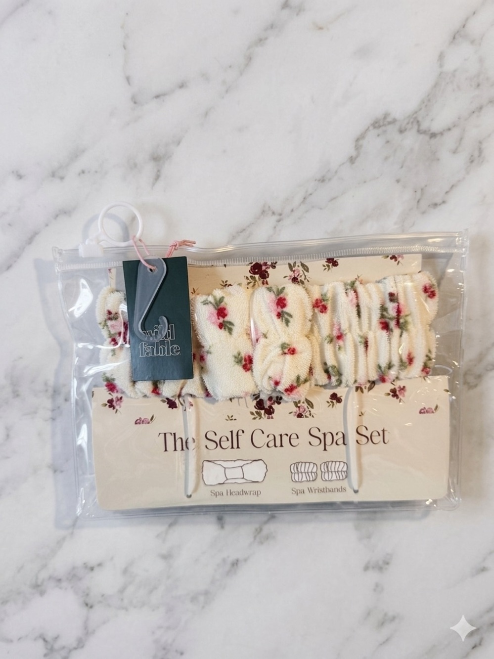 🍓 NWT Wild Fable The Self Care Spa Set - Floral Cream Spa Headwrap & Wristbands